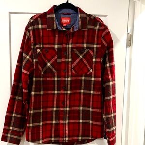 Coleman Men's Red and Brown Plaid Button Down Shirt